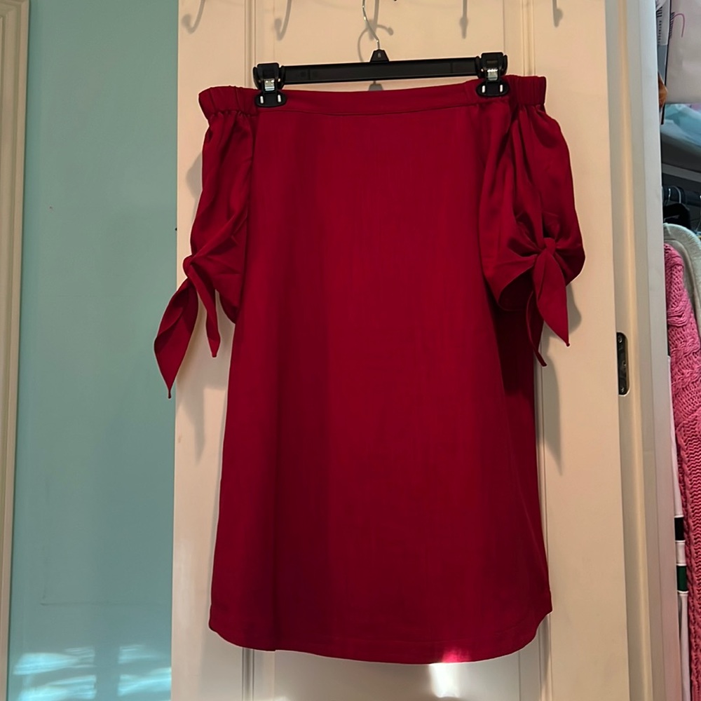 Red off the shoulder dress